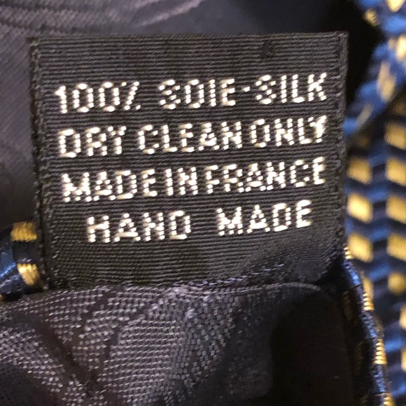 FACONNABLE EUC Men’s Hand Made Designer Geometric Check 100% Silk Tie - Picture 4 of 6